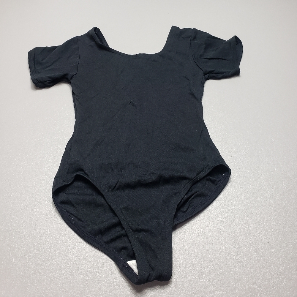 jacques moret girls solid black leotard size medium 7-8